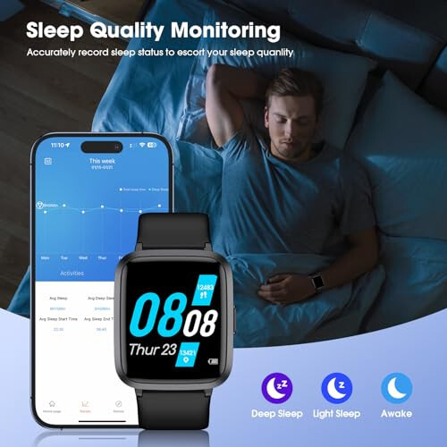 LIVIKEY Smart Watch for Men Women, Fitness Tracker with Heart Rate Monitor, Blood Oxygen, Blood Pressure, Sleep Monitor, 50 Meters Waterproof Smartwatch with Pedometer for iOS and Android Phones - 3