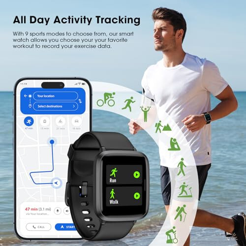 LIVIKEY Smart Watch for Men Women, Fitness Tracker with Heart Rate Monitor, Blood Oxygen, Blood Pressure, Sleep Monitor, 50 Meters Waterproof Smartwatch with Pedometer for iOS and Android Phones - 4