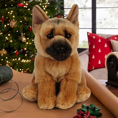 Living Nature German Shepherd Stuffed Animal | Fluffy Dog Animal | Soft Toy Gift for Kids | 8 inches - 2