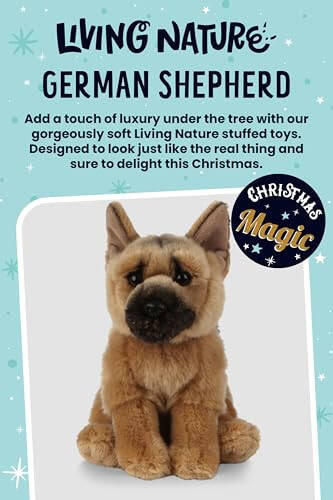 Living Nature German Shepherd Stuffed Animal | Fluffy Dog Animal | Soft Toy Gift for Kids | 8 inches - 3