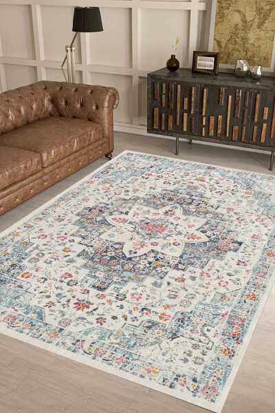 Living Room Rug Geometric Scandinavian Vintage Digital Printing Washable Non-Slip Base 8086SALON - 1