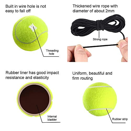 LIYUANBAIHUO 3 Pcs Tennis Training Ball with String, Tennis Trainer Balls Self Practice and Tennis Trainer Replacement Tool, Ideal for Indoor and Outdoor Tennis Practice - 3