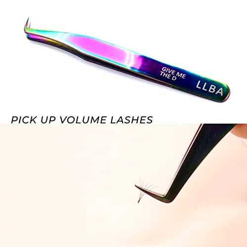 LLBA Kirpik Penses Professional Volume False Lash Application Tool | Ko'p shakl va maqsadlar uchun penses | Hajm, izolyatsiya va klassik kirpiklar uchun sirpanmaydigan ushlagichli penses (Galaxy, Give Me the D Mega Volume) - 5