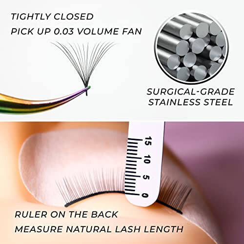 LLBA Lash Tweezer Professional Volume False Lash Application Tool | Multi Shapes & Purposes Tweezers | Non-Slip Grip Tweezers for Volume, Isolation & Classic Lashes (Galaxy, Give Me the D Mega Volume) - 4