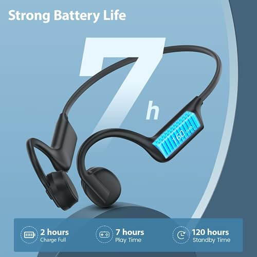 LOBKIN Açık Kulak Kablosuz Kemik İletimi Kulaklıkları Bluetooth 5.3 Silikon Kulaklıklar Ter ve Kayma Önleyici Spor Kulaklıkları Mikrofonlu Bisiklet Koşu İçin, 7 Saat Çalma Süresi - 7