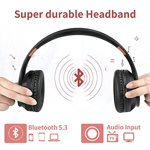 LOBKIN Bluetooth Headphones Over Ear, Wireless Noise Cancelling Headphones with Microphone, HiFi Stereo Foldable Wireless Headset with Deep Bass, MultiPoint Connection for Home Travel (Black) - 6