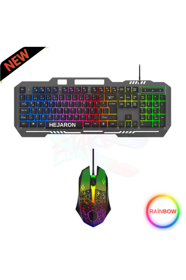 LOBO Rainbow Gaming Keyboard Mouse Set Wired USB 2-in-1 Gaming Set - 1