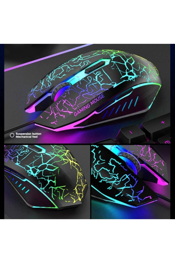 LOBO Rainbow Oyuncu Klavye Mouse Seti Usb Girişli Kablolu 2İN1 Gaming Set - 6