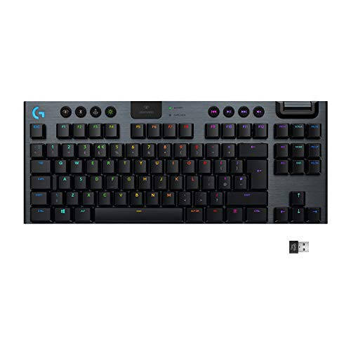 Logitech G915 TKL Tenkeyless Lightspeed Беспроводная RGB механическая игровая клавиатура, варианты низкопрофильных переключателей, Lightsync RGB, расширенная поддержка беспроводной связи и Bluetooth - Линейная - 1