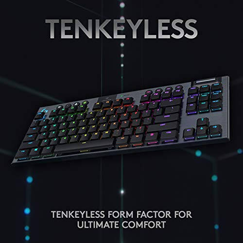 Logitech G915 TKL Tenkeyless Lightspeed Беспроводная RGB механическая игровая клавиатура, варианты низкопрофильных переключателей, Lightsync RGB, расширенная поддержка беспроводной связи и Bluetooth - Линейная - 5