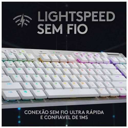 Logitech G915 TKL Tenkeyless Lightspeed Kablosuz RGB Mekanik Oyun Klavyesi, Düşük Profil Anahtar Seçenekleri, Lightsync RGB, Gelişmiş Kablosuz ve Bluetooth Desteği - Dokunsal, Beyaz - 6