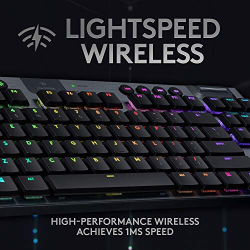 Logitech G915 TKL Tenkeyless Lightspeed Simsiz RGB Mexanik O'yin Klaviaturasi, Past Profil Kalitlarini Tanlash, Lightsync RGB, Ilg'or Simsiz va Bluetooth Qo'llab-quvvatlash - Chiziqli - 2