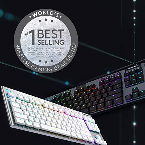 Logitech G915 TKL Tenkeyless Lightspeed Simsiz RGB Mexanik O'yin Klaviaturasi, Past Profil Kalitlarini Tanlash, Lightsync RGB, Ilg'or Simsiz va Bluetooth Qo'llab-quvvatlash - Chiziqli - 3