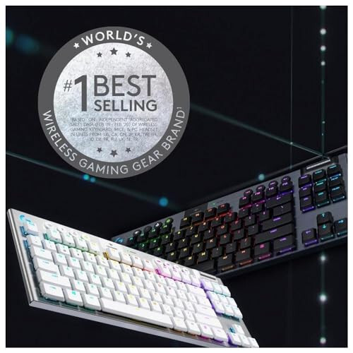 Logitech G915 TKL Tenkeyless Lightspeed Simsiz RGB Mexanik O'yin Klaviaturasi, Pastki Profil Kalit Variantlari, Lightsync RGB, Ilg'or Simsiz va Bluetooth Qo'llab-quvvatlashi - Teginishli, Oq - 3