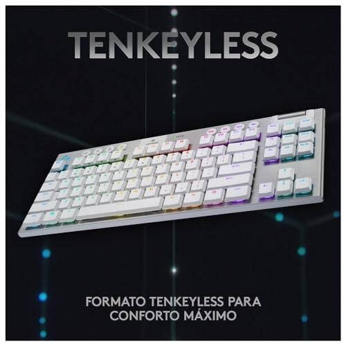 Logitech G915 TKL Tenkeyless Lightspeed Wireless RGB Mechanical Gaming Keyboard, Low Profile Switch Options, Lightsync RGB, Advanced Wireless and Bluetooth Support - Tactile, White - 5