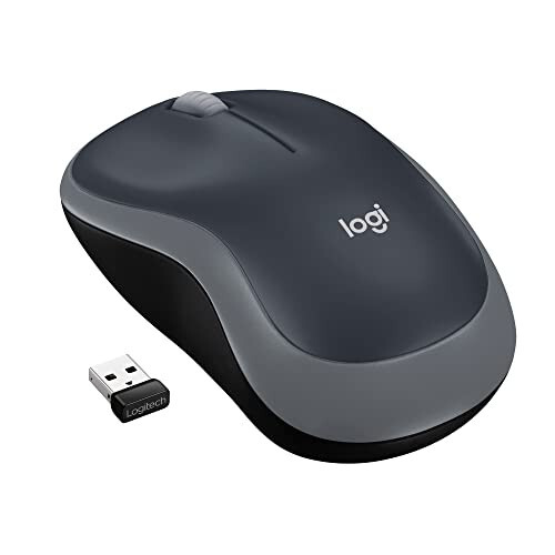 Logitech M185 Wireless Mouse, 2.4GHz with USB Mini Receiver, 12-Month Battery Life, 1000 DPI Optical Tracking, Ambidextrous PC/Mac/Laptop - Swift Gray - 1