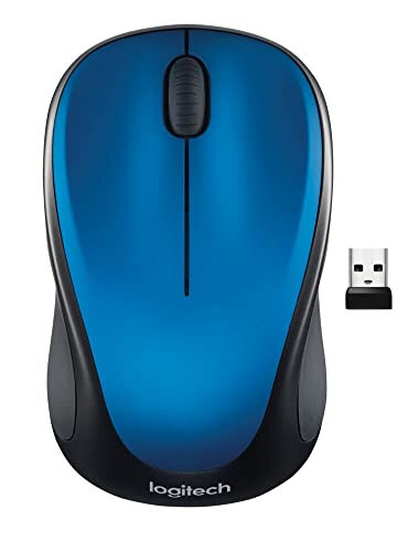 Logitech M317 Kablosuz Fare, 2.4 GHz USB Alıcıyla, 1000 DPI Optik İzleme, 12 Ay Pil Ömrü, PC, Mac, Dizüstü Bilgisayar, Chromebook ile Uyumlu - Mavi - 1