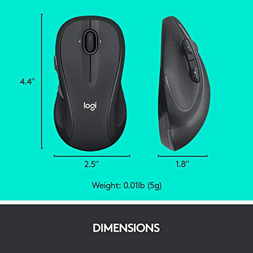 Logitech M510 Wireless Computer Mouse for PC with USB Unifying Receiver - Graphite - 7