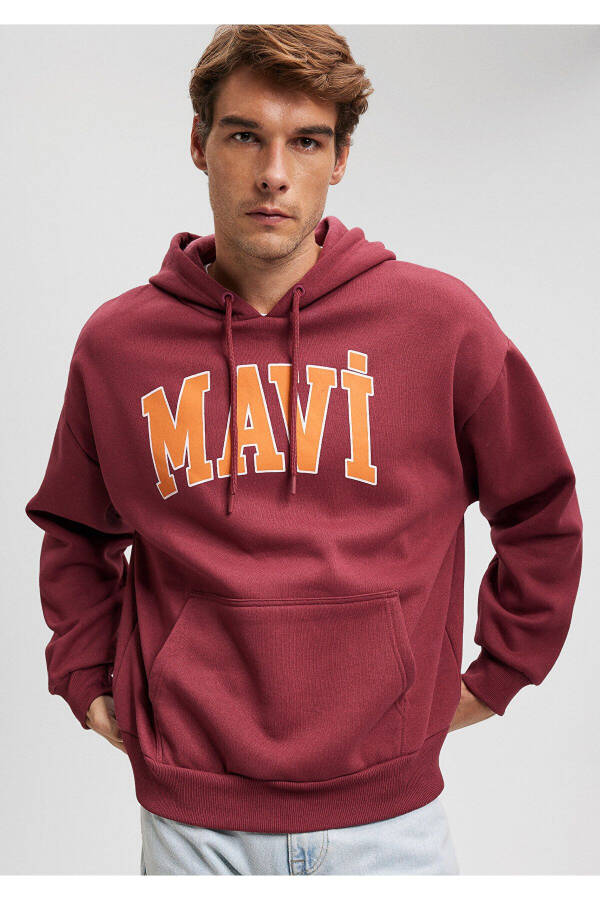 Logo Baskılı Bordo Kapüşonlu Sweatshirt 067149-85493 - 20