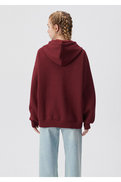 Logo Baskılı Kapüşonlu Bordo Sweatshirt 1600361-85493 - 10