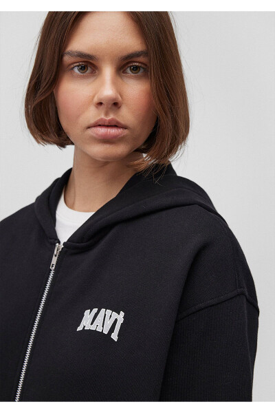 Logo Baskılı Kapüşonlu Fermuarlı Siyah Sweatshirt 1s10178-900 - 29