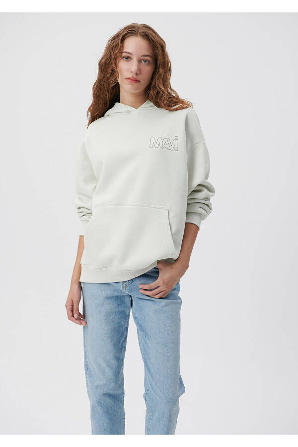 Logo Baskılı Kapüşonlu Gri Sweatshirt 1611604-70142 - 1