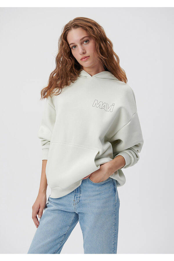 Logo Baskılı Kapüşonlu Gri Sweatshirt 1611604-70142 - 2