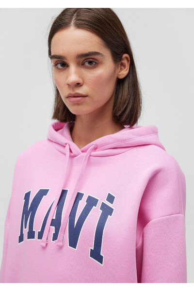 Logo Baskılı Kapüşonlu Pembe Sweatshirt 1600361-71038 - 13