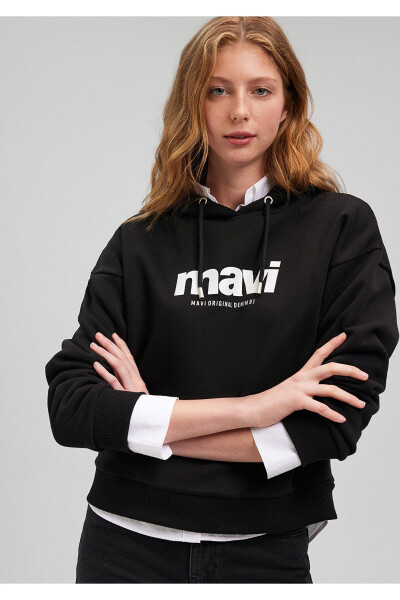 Logo Baskılı Kapüşonlu Siyah Sweatshirt 168334-900 - 19