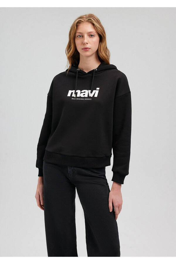 Logo Baskılı Kapüşonlu Siyah Sweatshirt 168334-900 - 22