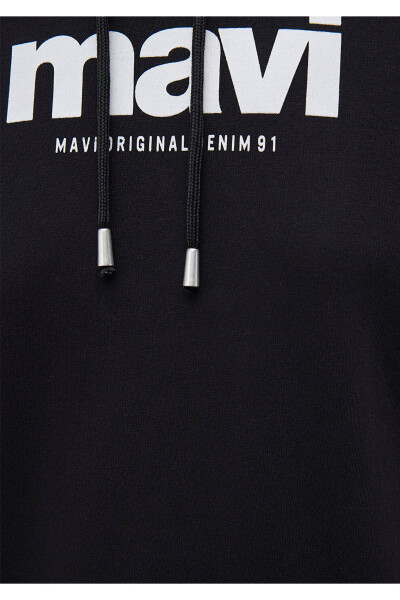 Logo Baskılı Kapüşonlu Siyah Sweatshirt 168334-900 - 6