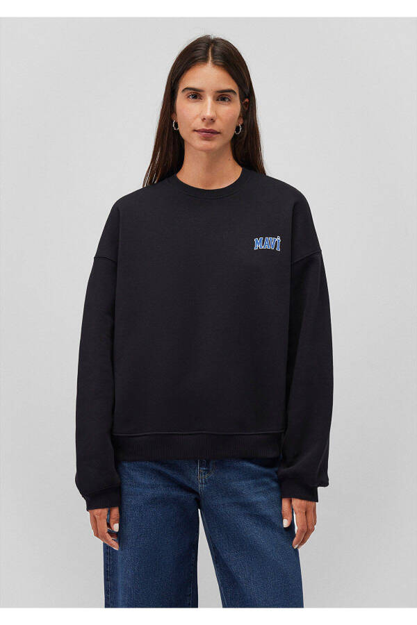 Logo Baskılı Siyah Sweatshirt 1611600-900 - 3