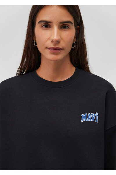 Logo Baskılı Siyah Sweatshirt 1611600-900 - 5