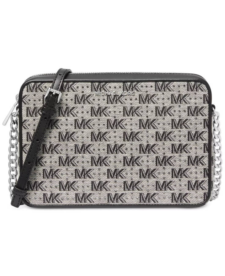 Logo Kristall bilan bezatilgan Jet Set Katta Sharq-G'arb Crossbody Qora/och krem - 1