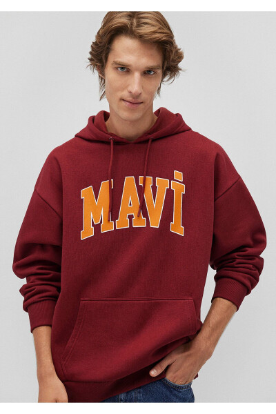 Logo Printed Burgundy Hoodie 067149-85493 - 7