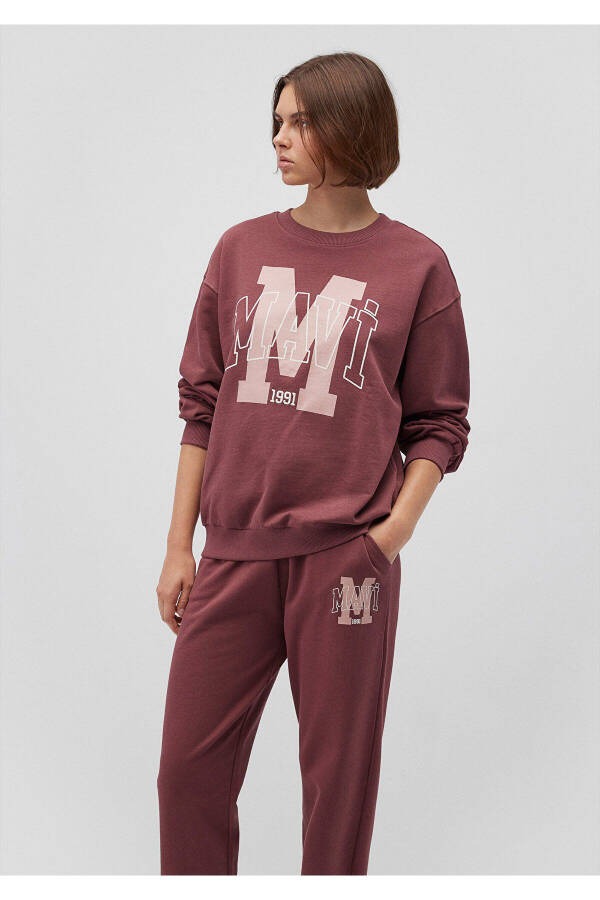 Logo Printed Burgundy Sweatshirt 1s10162-70399 - 24