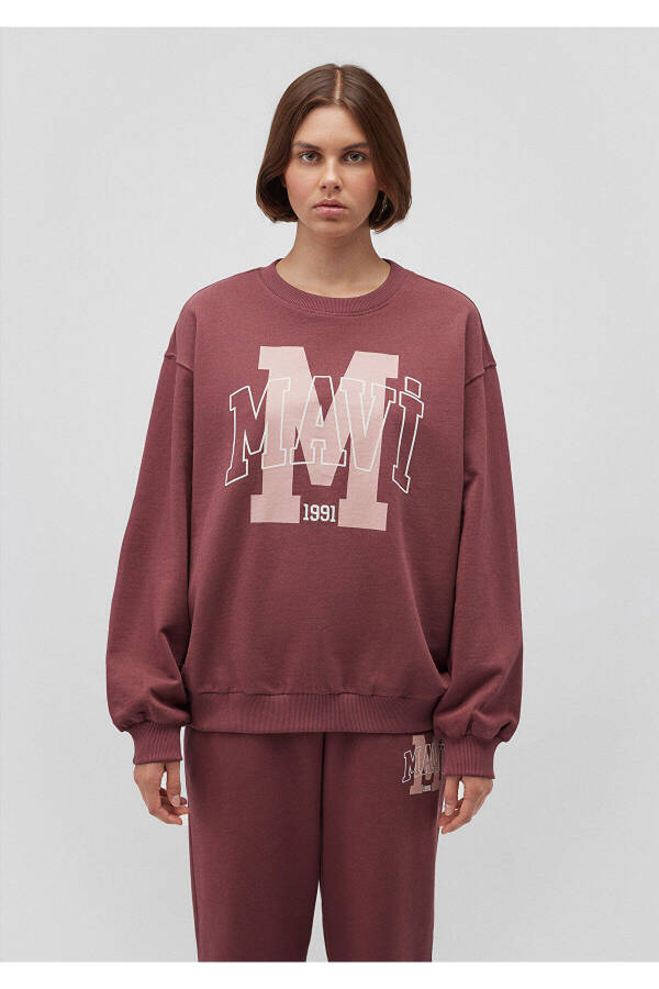 Logo Printed Burgundy Sweatshirt 1s10162-70399 - 25