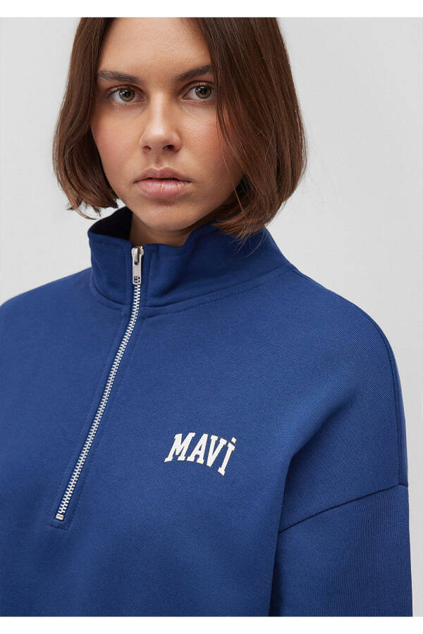 Logo Printed Half-Zip Navy Sweatshirt 1s10179-82625 - 23