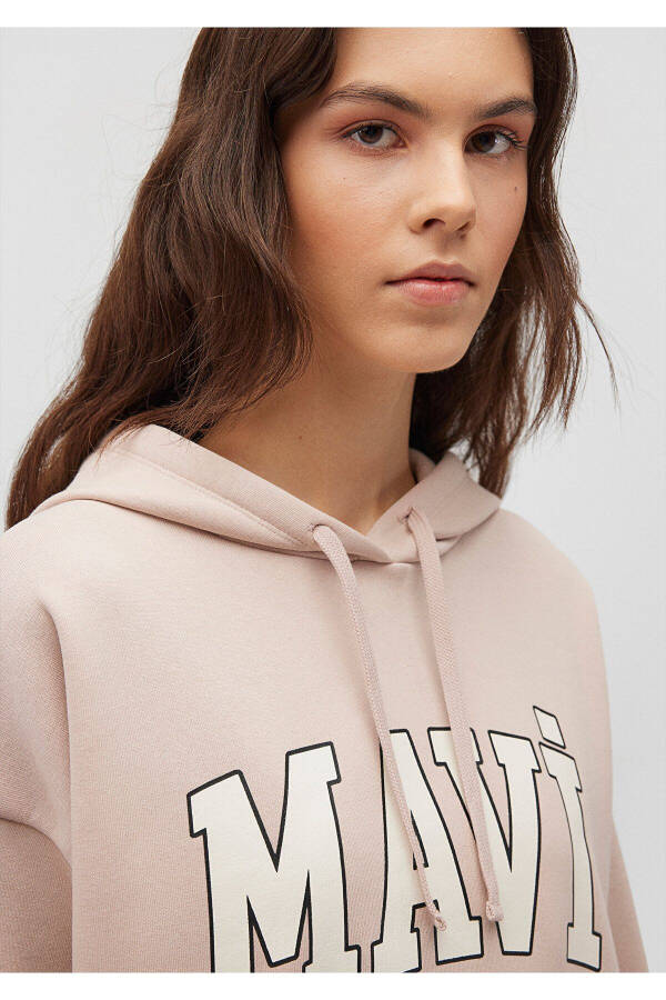 Logo Printed Hooded Beige Sweatshirt 1600361-70043 - 23