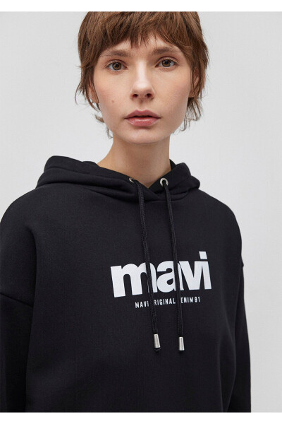 Logo Printed Hooded Black Sweatshirt 168334-900 - 5