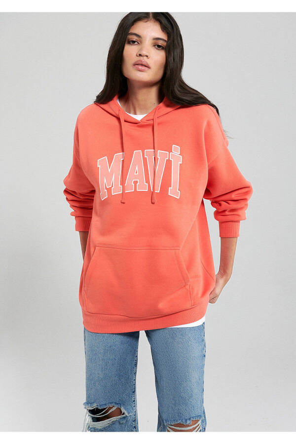 Logo Printed Hooded Orange Sweatshirt 1600361-71107 - 20