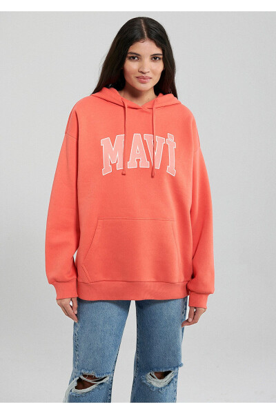 Logo Printed Hooded Orange Sweatshirt 1600361-71107 - 22