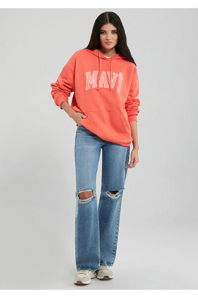 Logo Printed Hooded Orange Sweatshirt 1600361-71107 - 15