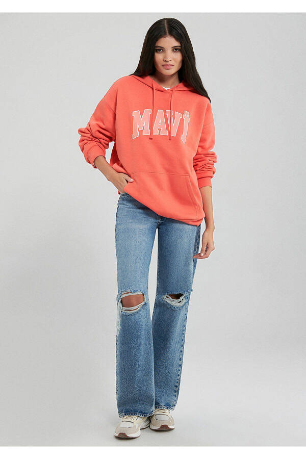 Logo Printed Hooded Orange Sweatshirt 1600361-71107 - 9