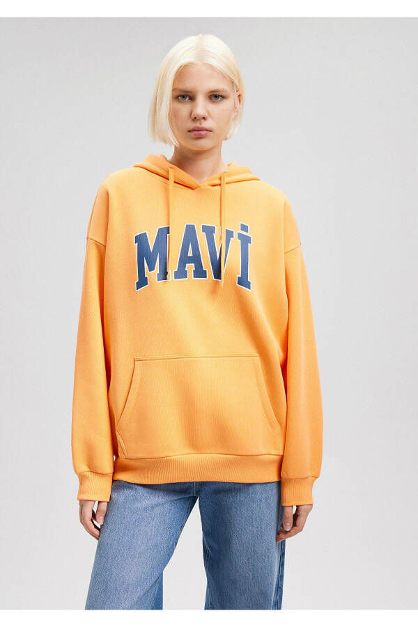 Logo Printed Hooded Orange Sweatshirt 1600361-71407 - 21