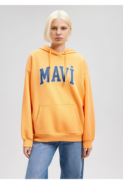 Logo Printed Hooded Orange Sweatshirt 1600361-71407 - 15