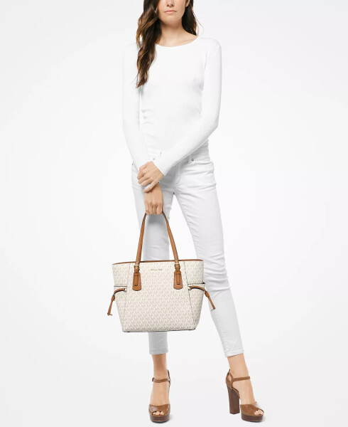 Logo Voyager East West Tote Vanilla/Gold - 2