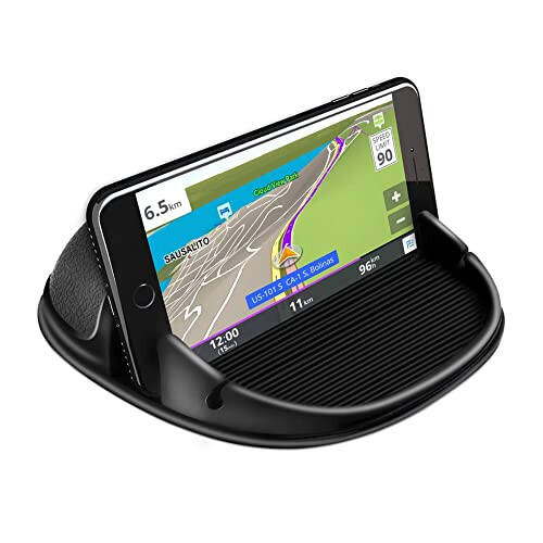 Loncaster Car Phone Holder, Car Phone Mount Silicone Car Pad Mat for Various Dashboards, Slip Free Desk Phone Stand Compatible with iPhone, Samsung, Android Smartphones, GPS Devices and More, Black - 1