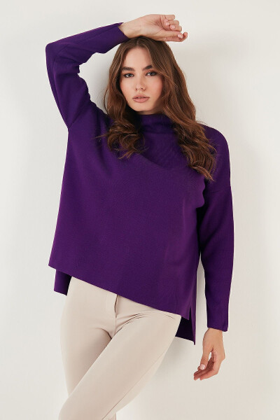 Long Back Crew Neck Fine Knit Sweater 4615002 - 5