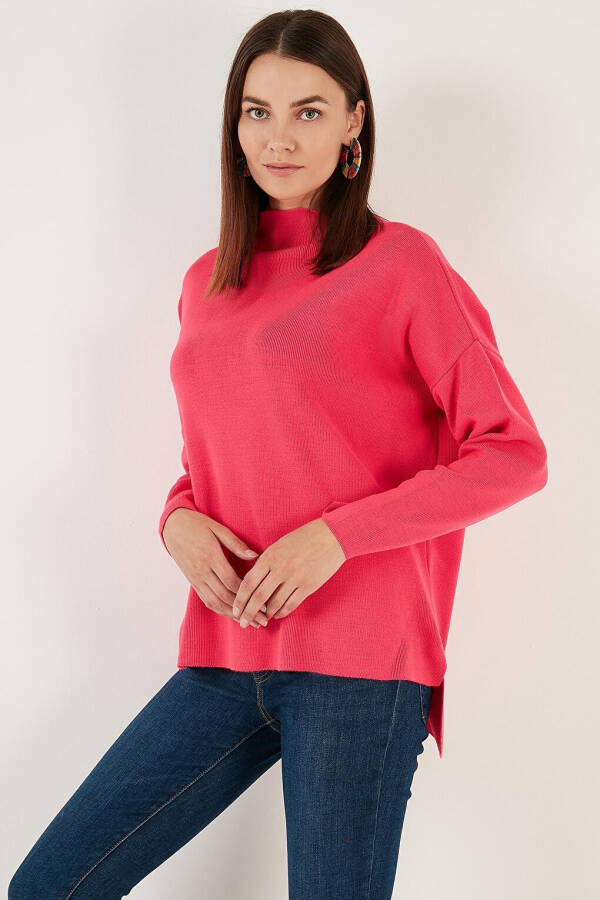 Long Back Stand Collar Slim Knit Sweater 4615002 - 7